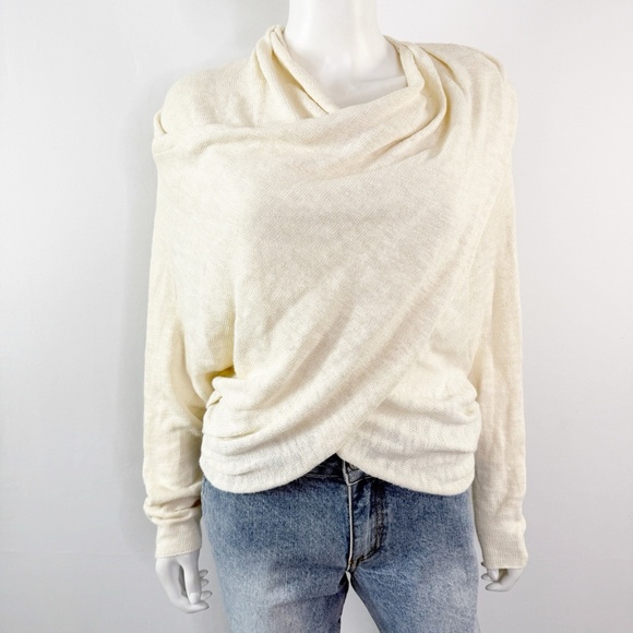 Free People Sweaters - Free People Ivory Knit Sweater Size S Long Sleeve Front Twist Casual Boho